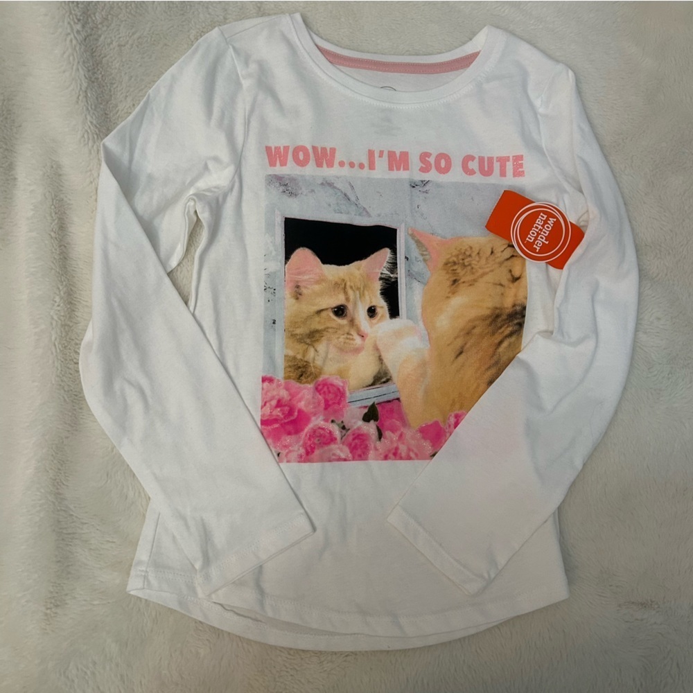 Size 7/8 GIRLS NWT Long Sleeve Cat Shirt B3